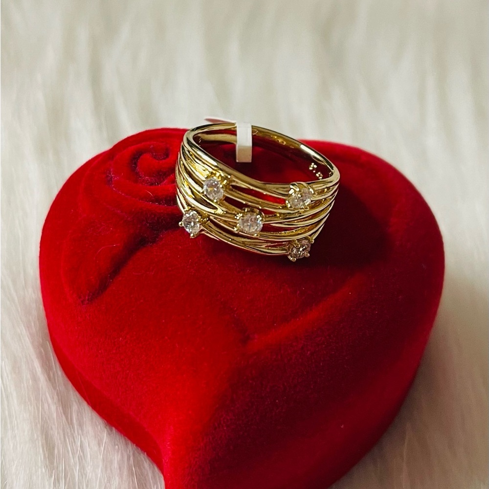Elegant 14k Gold plated Ring with Crystals size 9